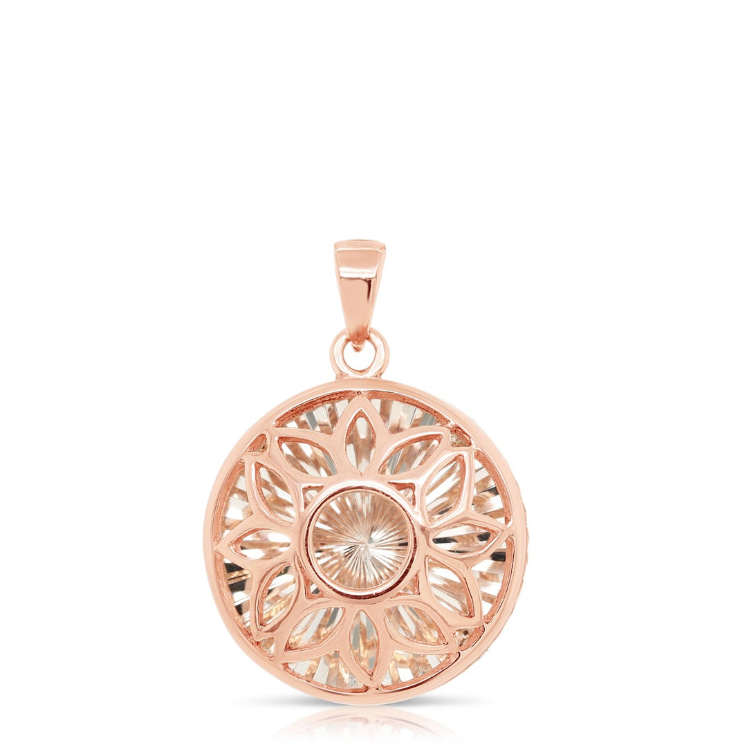 Sterling Silver Round Rose Color Pendant