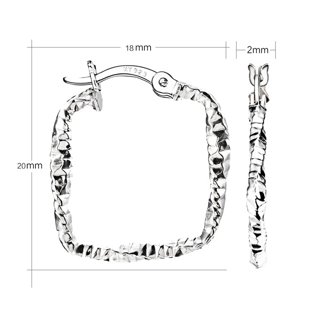 Square Twist Hoops in Sterling Silver