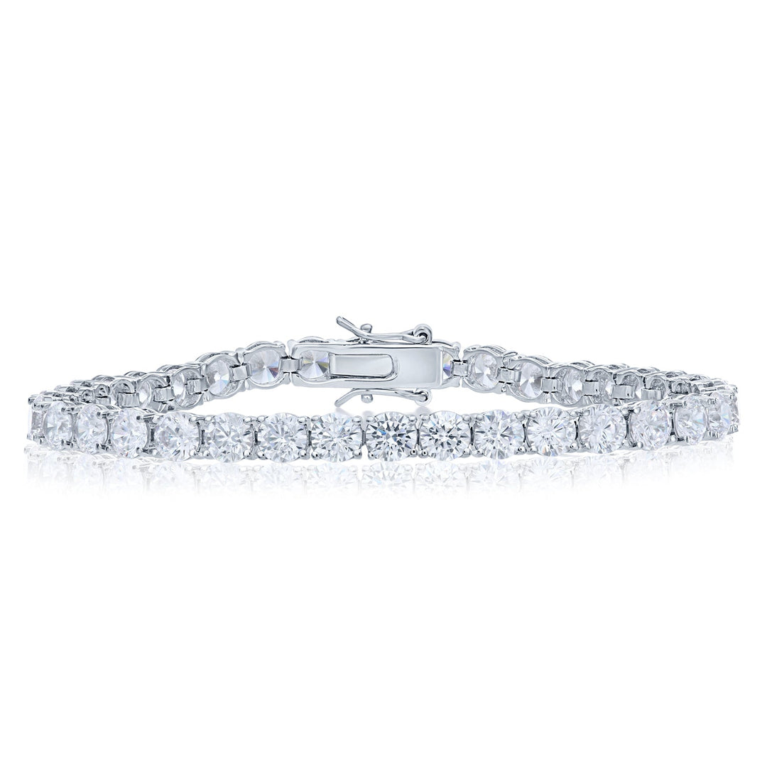 925 Sterling Silver 4 Prong Round Cubic Zirconia Tennis Bracelet