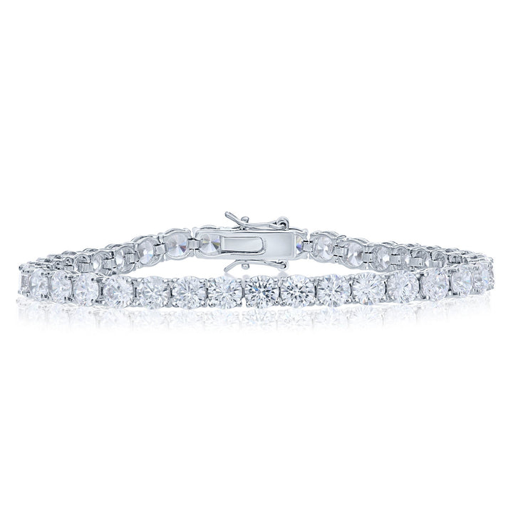 925 Sterling Silver 4 Prong Round Cubic Zirconia Tennis Bracelet