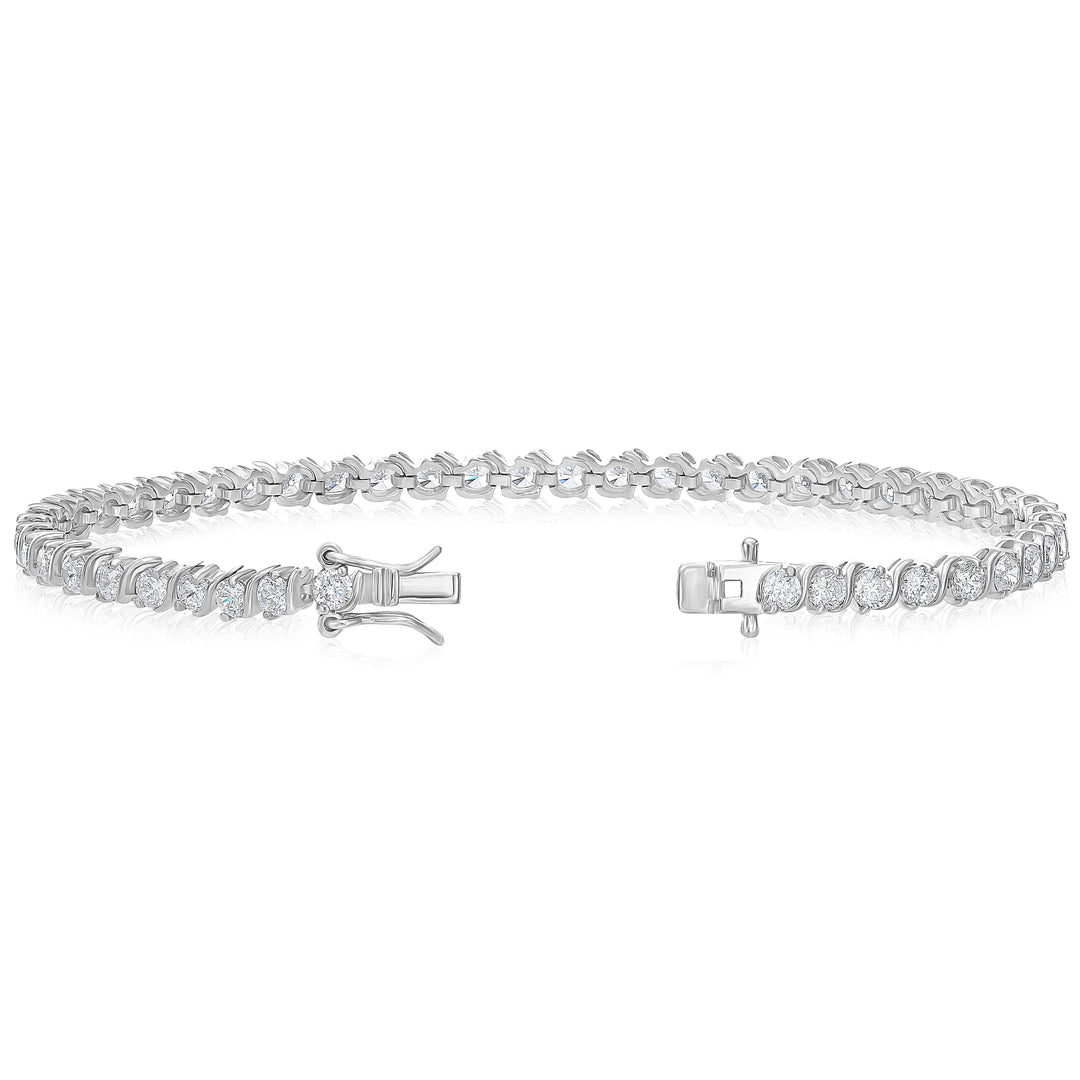 925 Sterling Silver S-Link Round Cubic Zirconia Tennis Bracelet