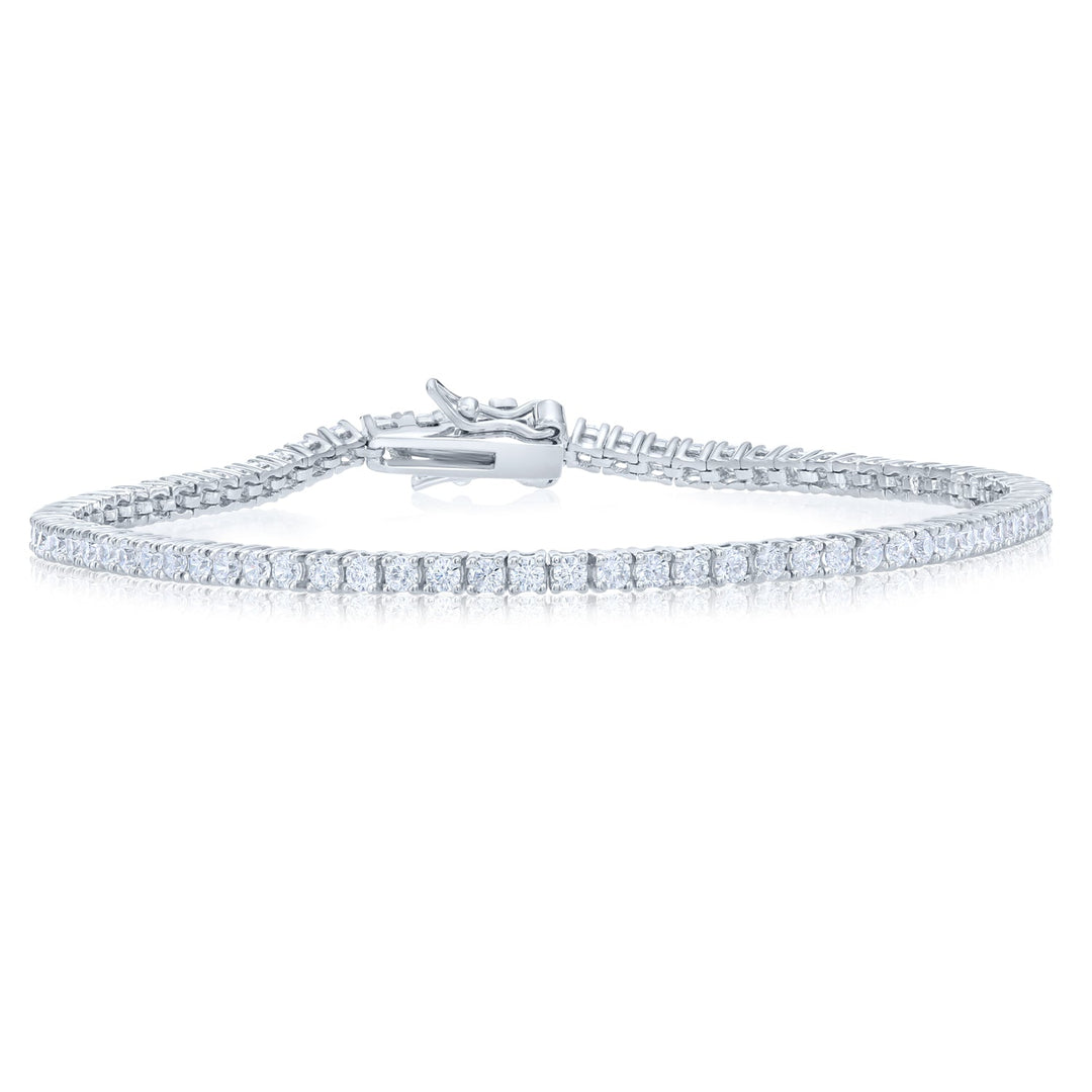 925 Sterling Silver 4 Prong Round Cubic Zirconia Tennis Bracelet
