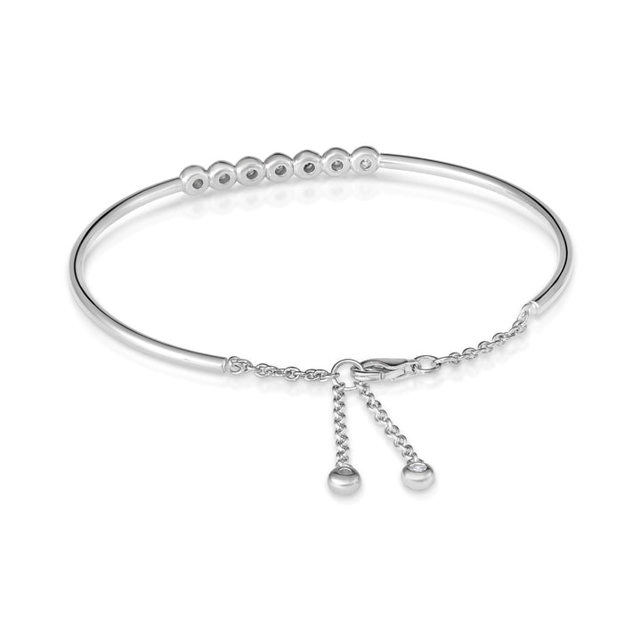 925 Sterling Silver Bezel Set Cubic Zirconia Cuff Bracelet