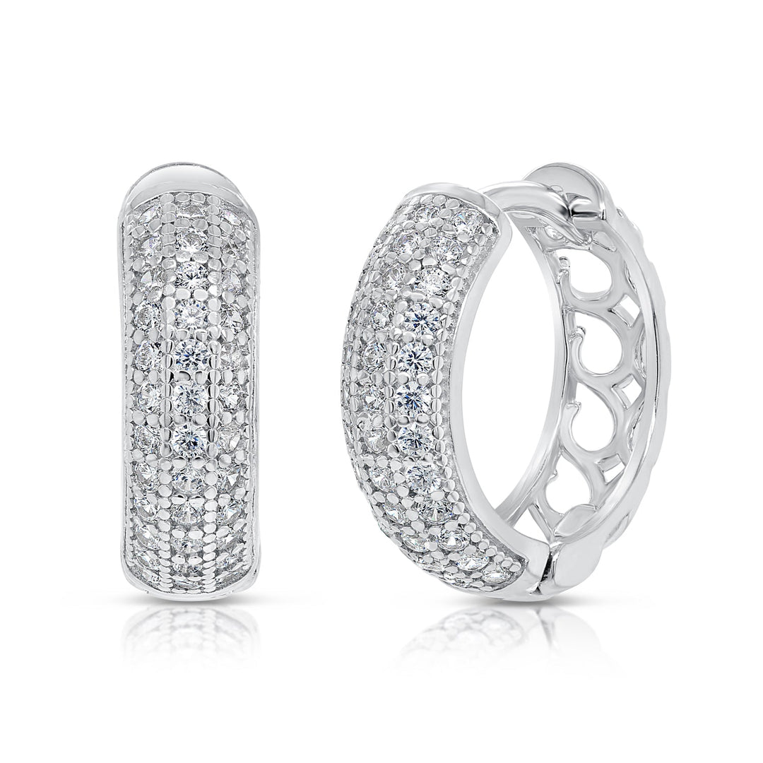 925 Sterling Silver Cubic Zirconia Huggie Hoop Earrings