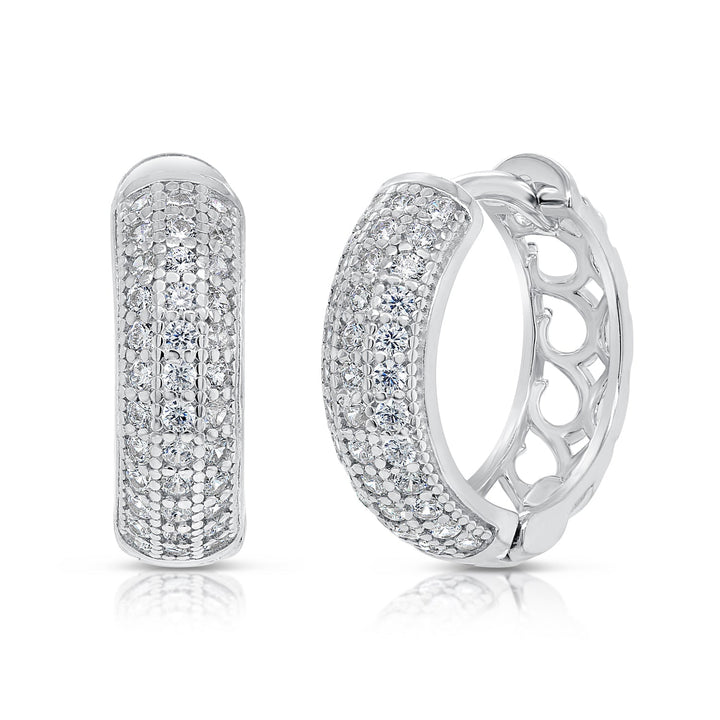 925 Sterling Silver Cubic Zirconia Huggie Hoop Earrings