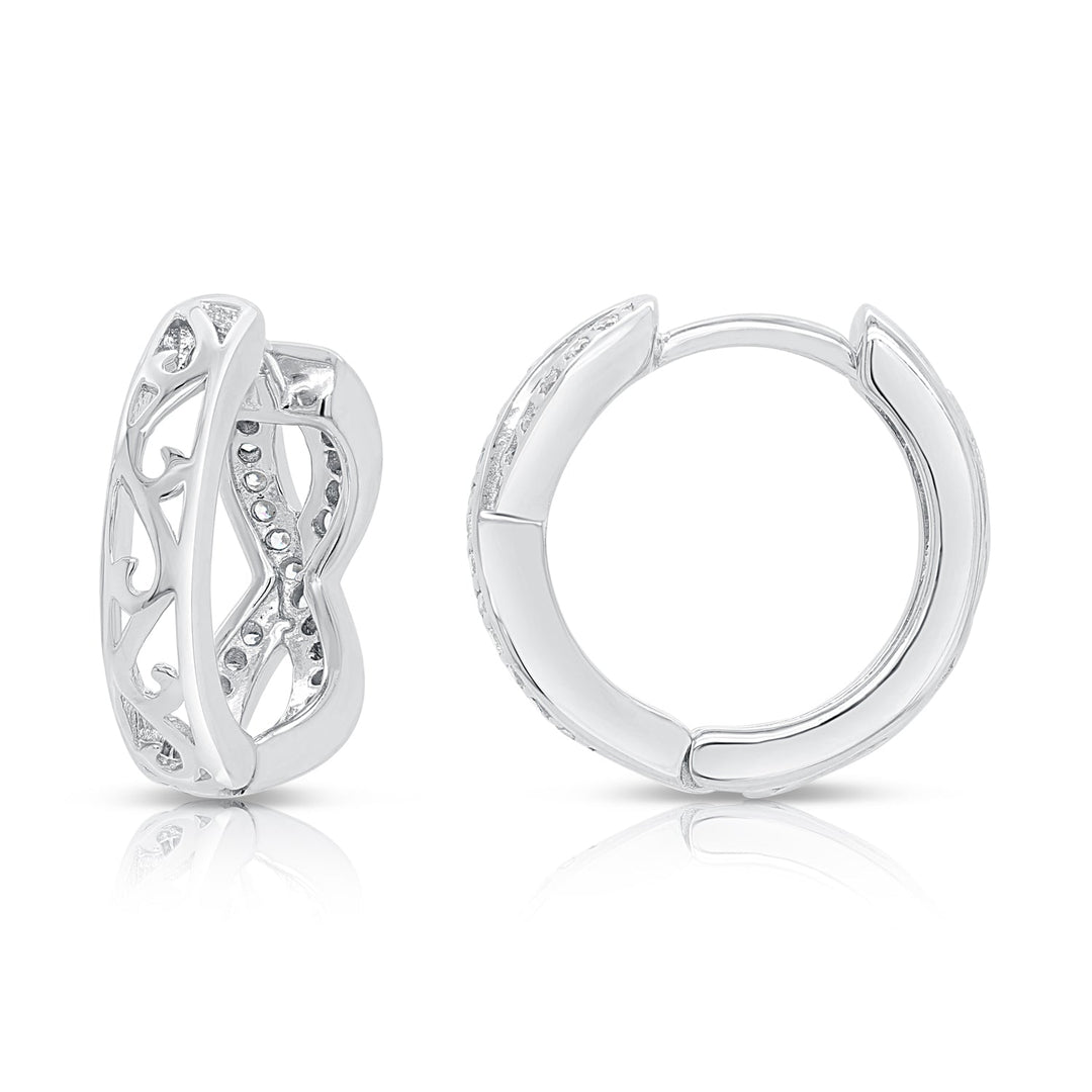 925 Sterling Silver Cubic Zirconia Infinity Huggie Hoop Earrings