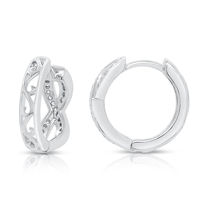 925 Sterling Silver Cubic Zirconia Infinity Huggie Hoop Earrings