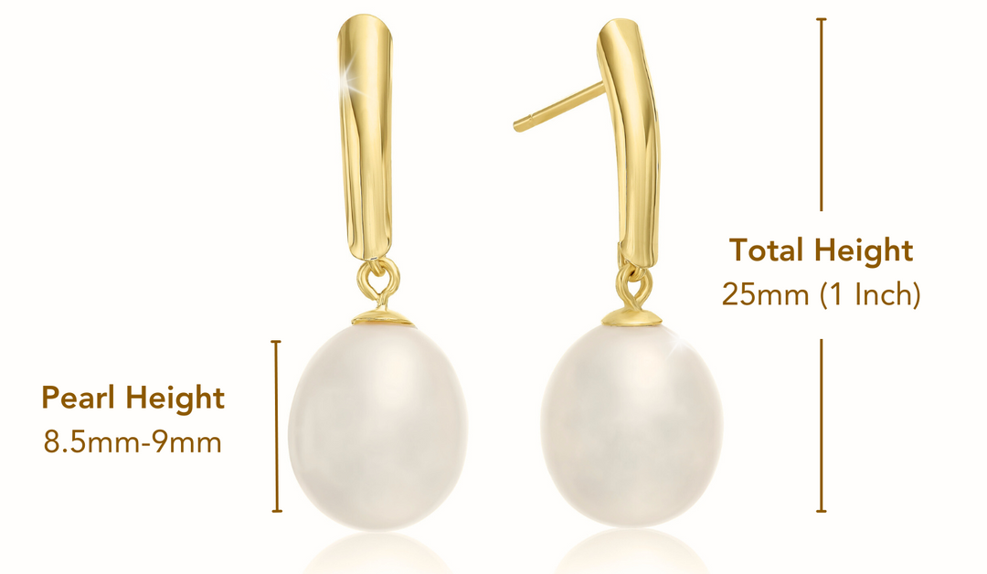 14k Solid Gold Pearl Dangle Earrings with Butterfly Backings
