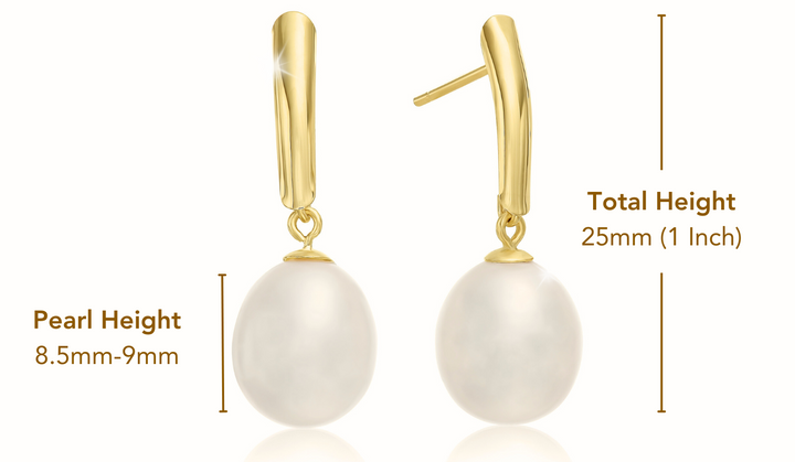 14k Solid Gold Pearl Dangle Earrings with Butterfly Backings