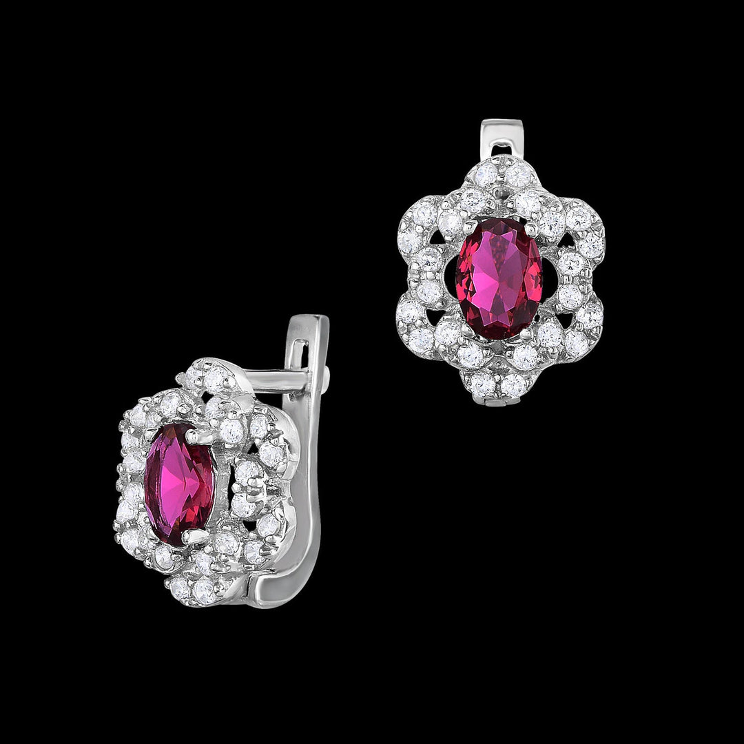Sterling Silver birthstone flower with Cubic Zirconia NYE771-R