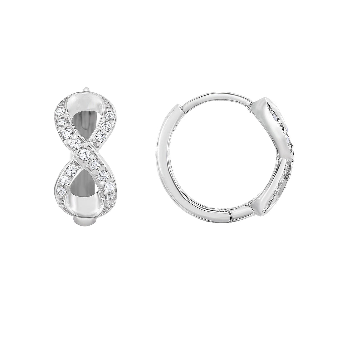 Small Sterling Silver Cubic Zirconia Infinity Huggie Hoop Earrings