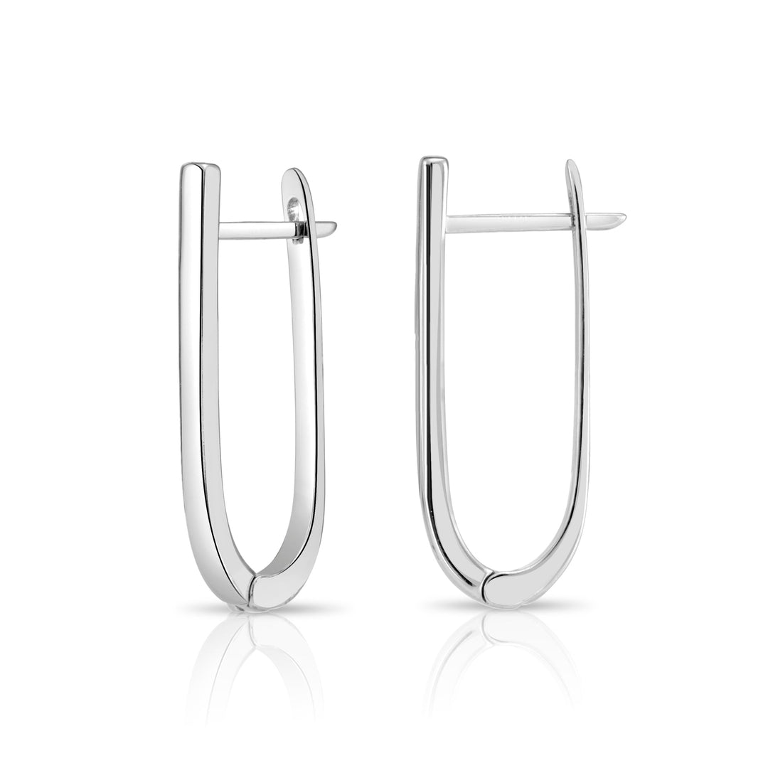 925 Sterling Silver Classic U-Shaped Huggie Drop Earrings