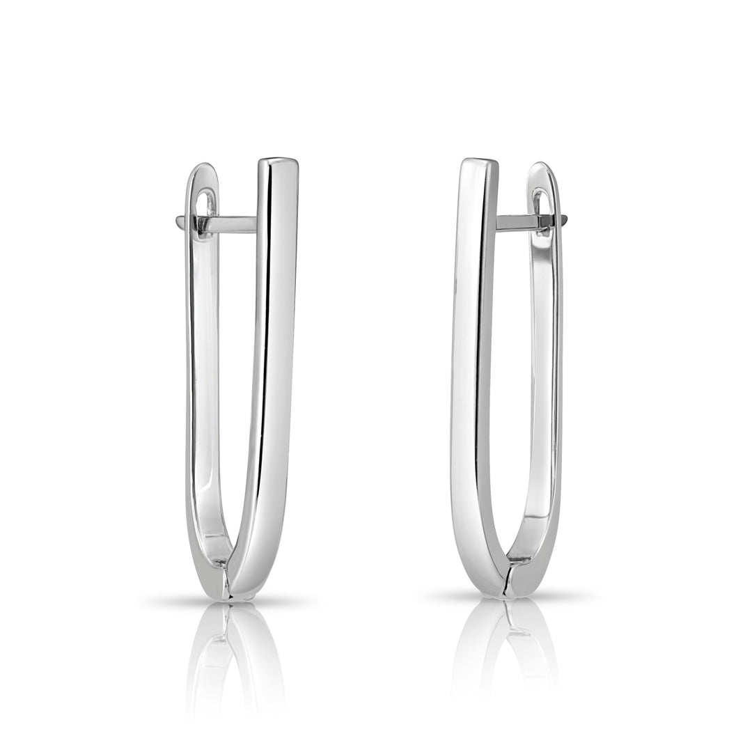 925 Sterling Silver Classic U-Shaped Huggie Drop Earrings