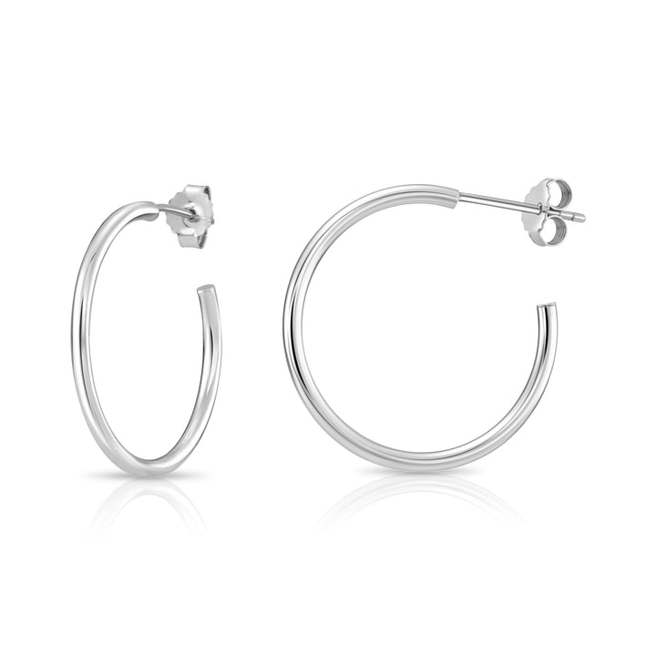 925 Sterling Silver Round Hoop Earrings