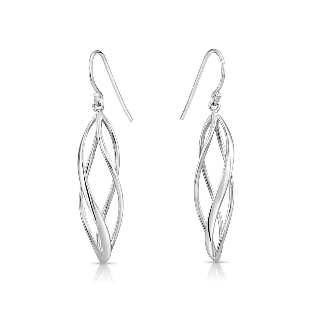 925 Sterling Silver Spiral Dangle Fishhook Earrings