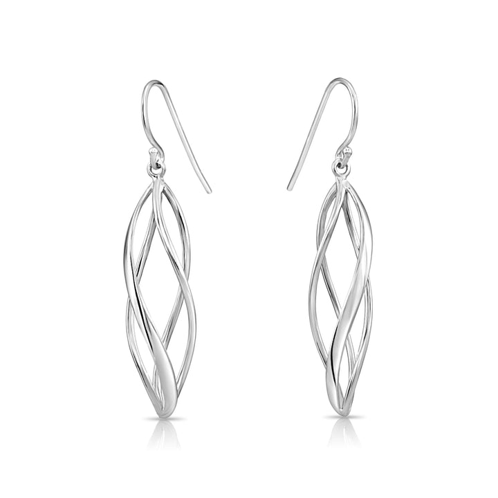 925 Sterling Silver Spiral Dangle Fishhook Earrings