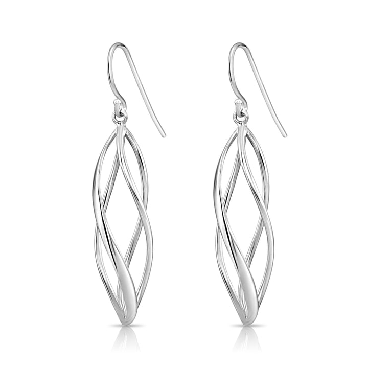 925 Sterling Silver Spiral Dangle Fishhook Earrings