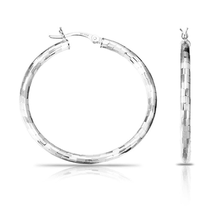 Sterling Silver Round DC Hoop Earrings