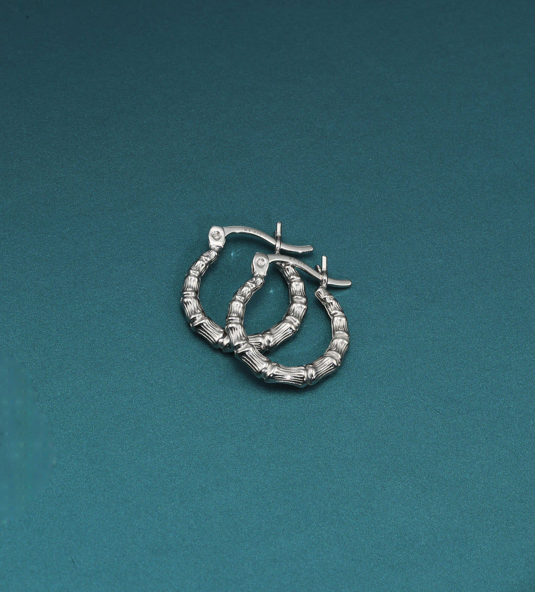 925 Sterling Silver Bamboo Accent Hoops - 21 MM