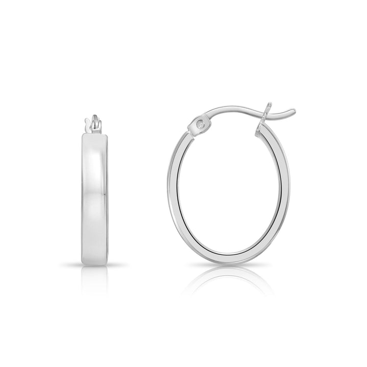 925 Sterling Silver Flat Tube Oval Hoops