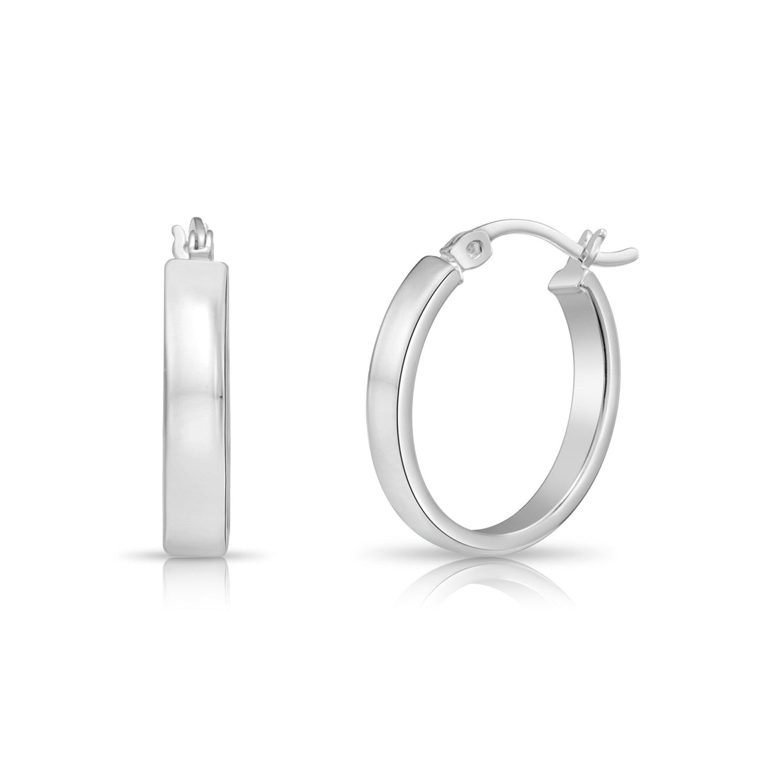 925 Sterling Silver Flat Tube Oval Hoops