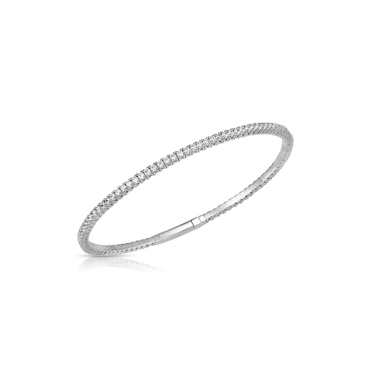 14K White Gold Cubic Zirconia Flexible Tennis Bangle Bracelet