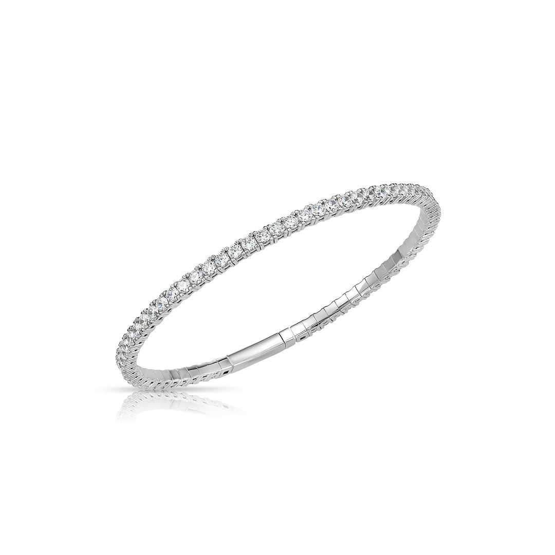 14K White Gold Cubic Zirconia Flexible Tennis Bangle Bracelet