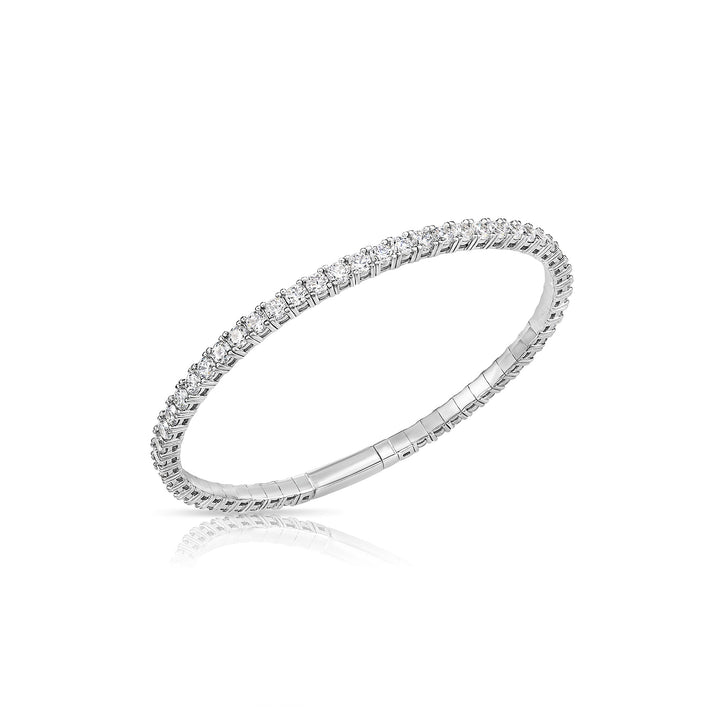 14K White Gold Cubic Zirconia Flexible Tennis Bangle Bracelet