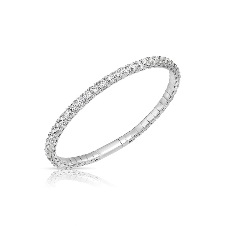 14K White Gold Cubic Zirconia Flexible Tennis Bangle Bracelet