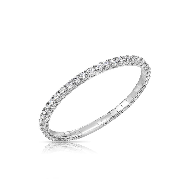 14K White Gold Cubic Zirconia Flexible Tennis Bangle Bracelet