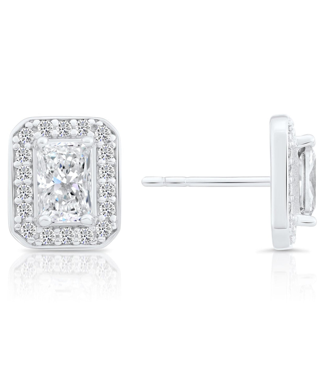 Sterling Silver & Cubic Zirconia Rectangle Stud Earring NYFLE0088