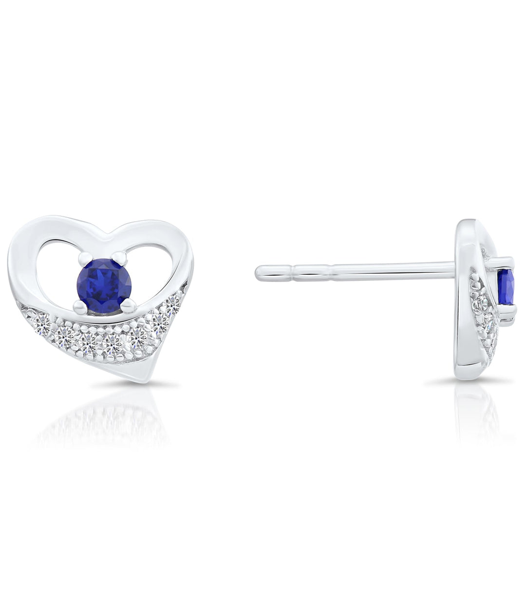 Sterling Silver Cubic Zirconia Heart Stud Earring