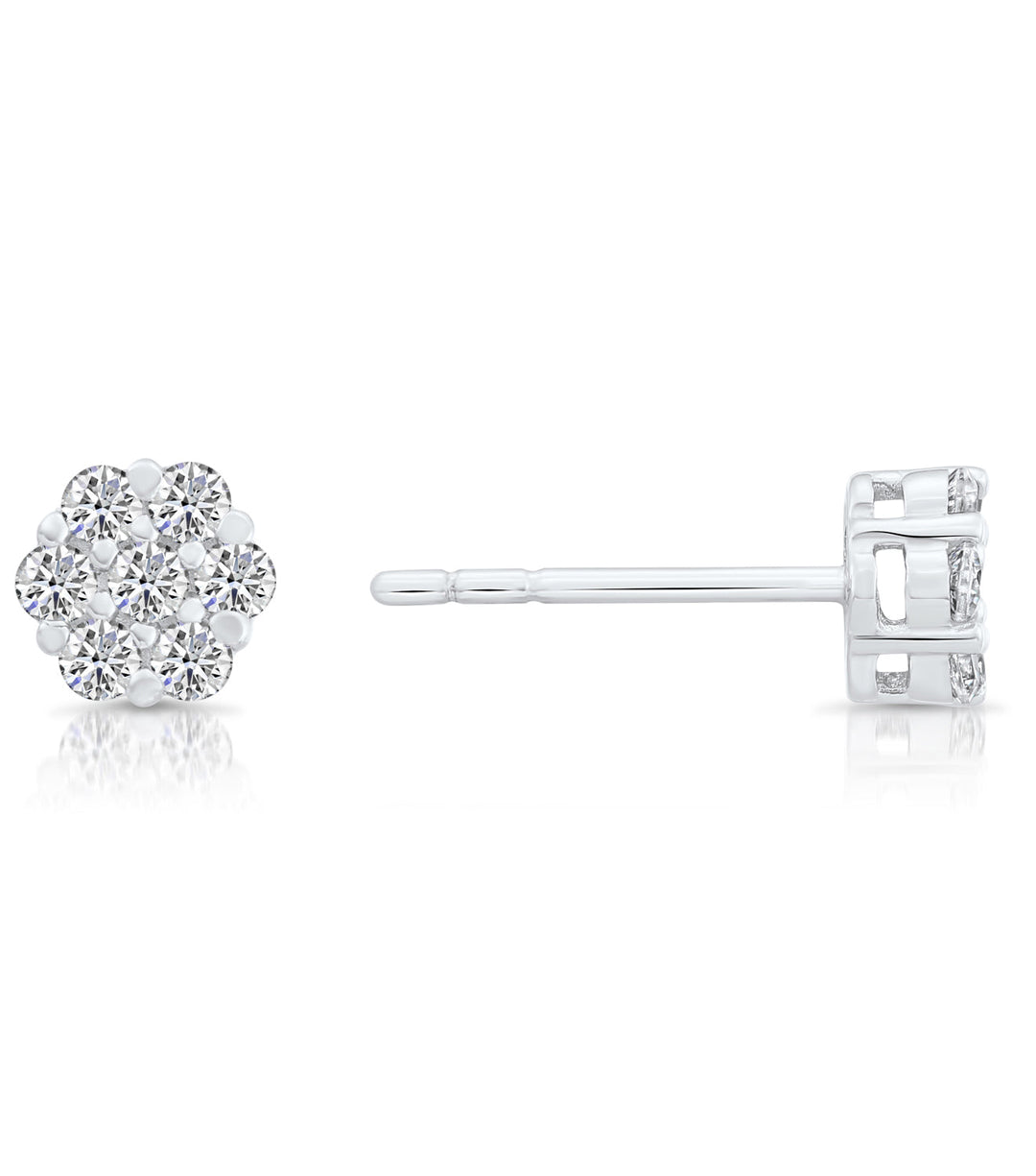 Sterling Silver & Cubic Zirconia Round Flower Stud Earring NYFLE0247