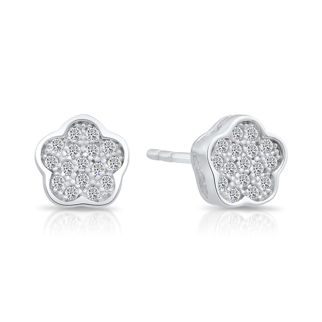 Sterling Silver & Cubic Zirconia Flower Stud Earring NYFLE0268