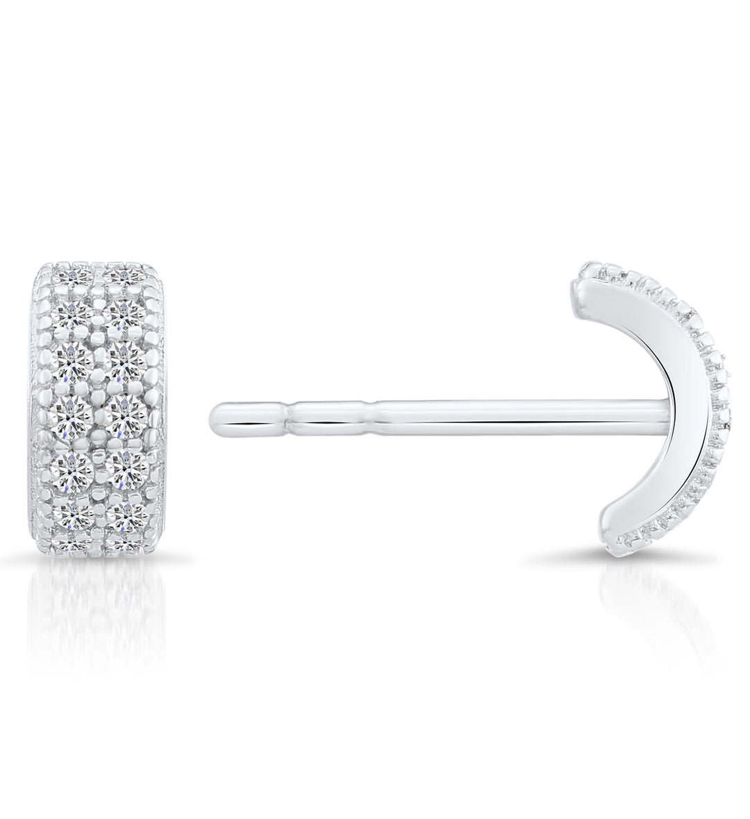 Sterling Silver & Cubic Zirconia Half Round Stud Earring NYFLE0440