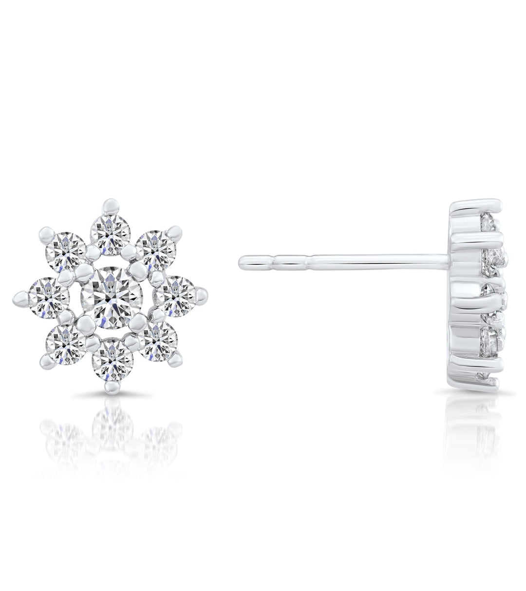 Sterling Silver & Cubic Zirconia Flower Stud Earring NYFLE0592