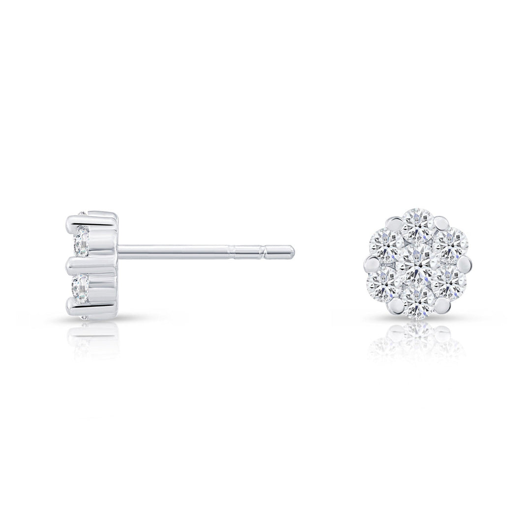 Sterling Silver & Cubic Zirconia Round Flower Stud Earring NYFLE0595