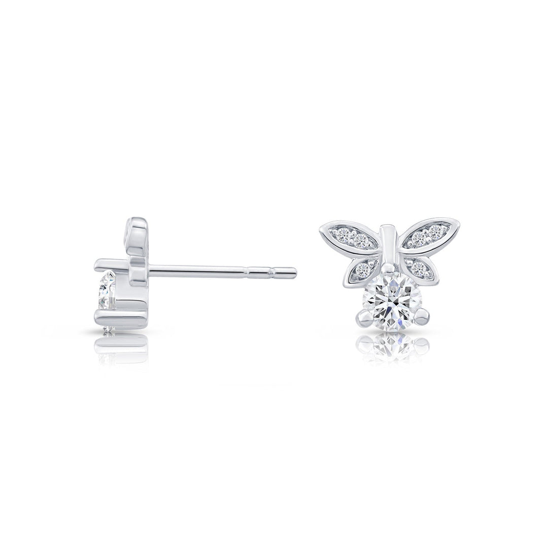 Sterling Silver & Cubic Zirconia Butterfly Stud Earring NYFLE0597