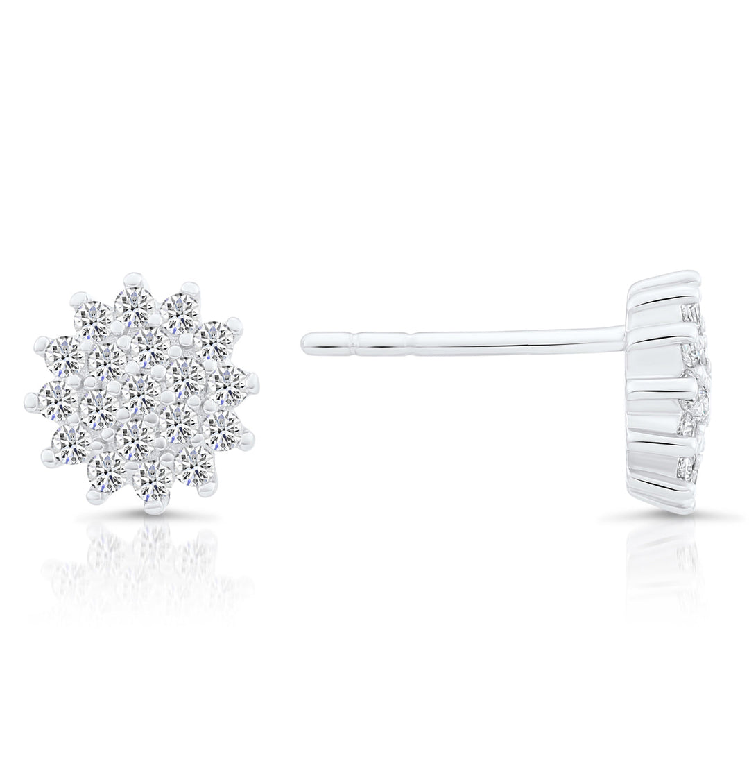 Sterling Silver & Cubic Zirconia Flower Stud Earring NYFLE0697
