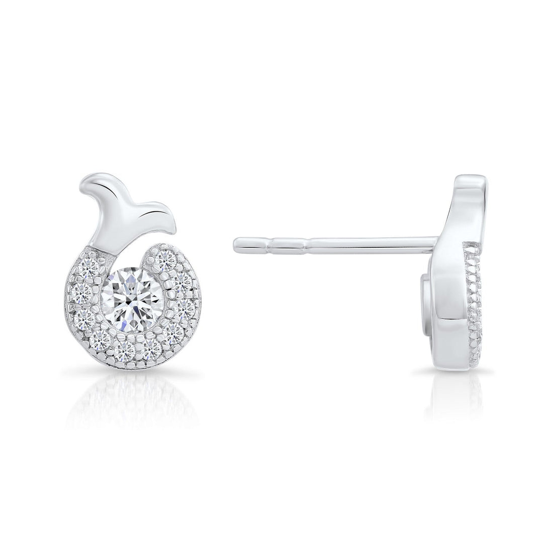 Sterling Silver & Cubic Zirconia Fish Tail Stud Earring NYFLE0700