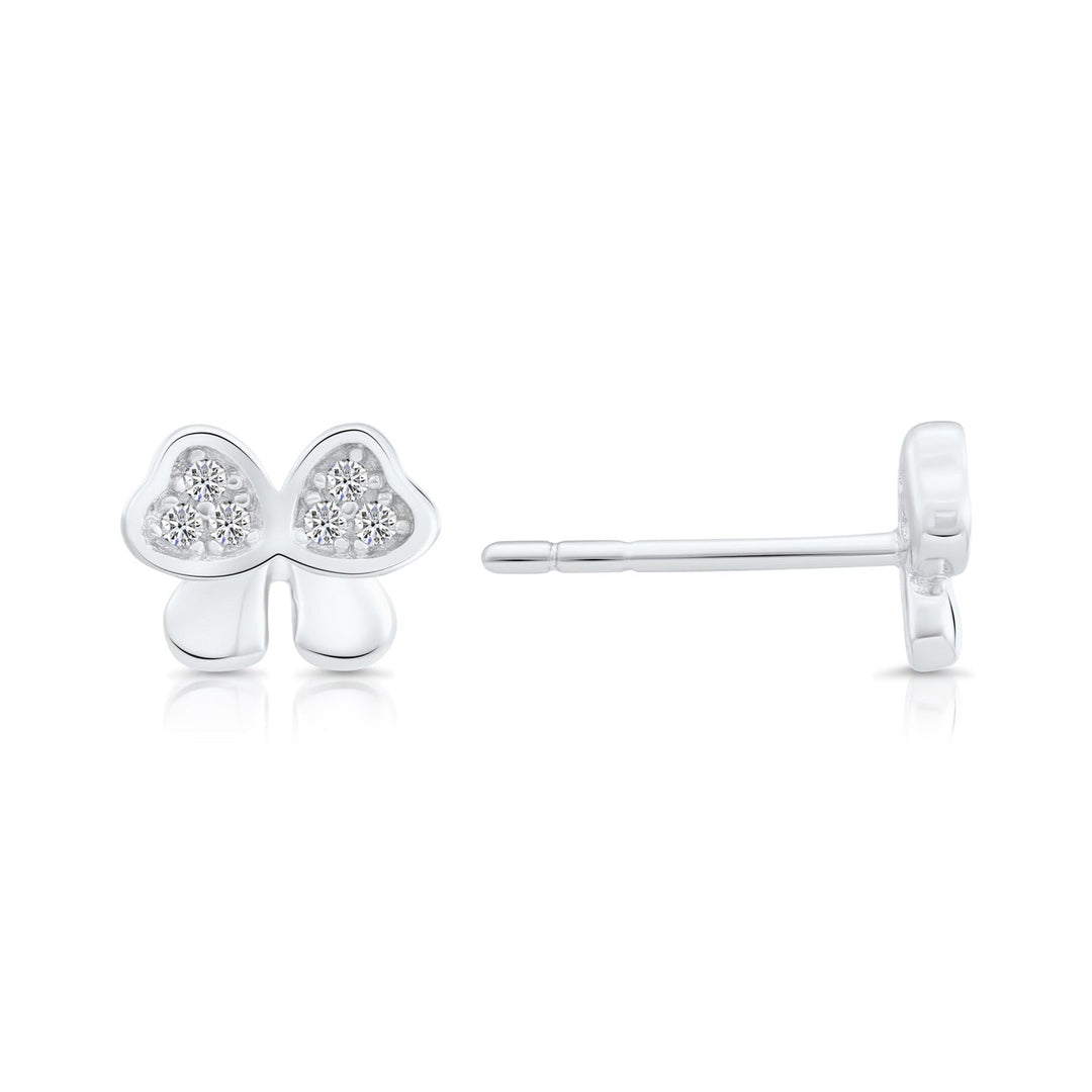 Sterling Silver Cubic Zirconia Bow Stud Earring