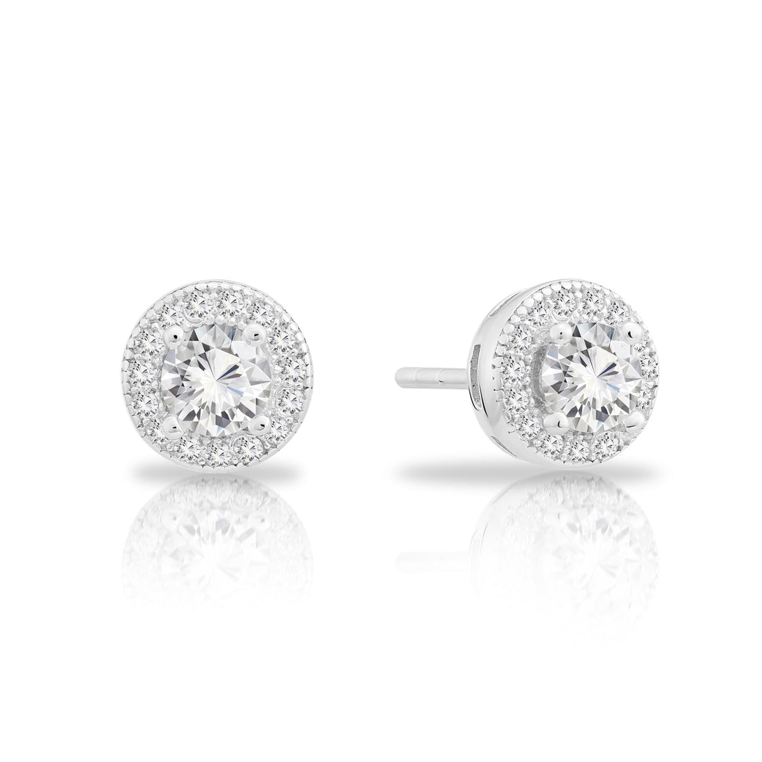Sterling Silver Round Cubic Zirconia Stud Earrings NYFLE0840
