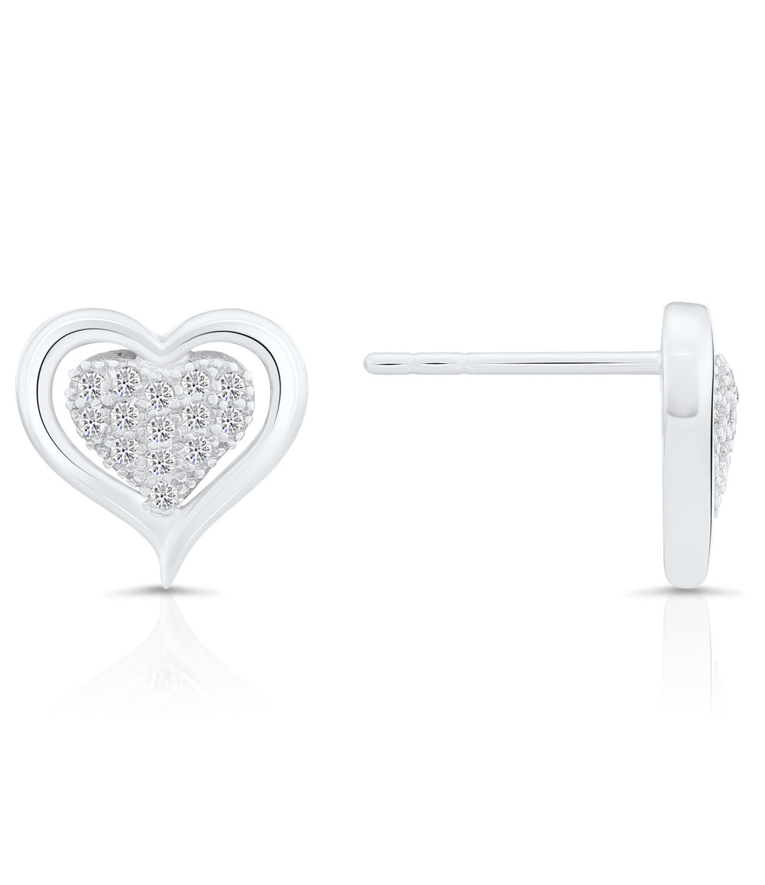 Sterling Silver Cubic Zirconia Heart Stud Earring