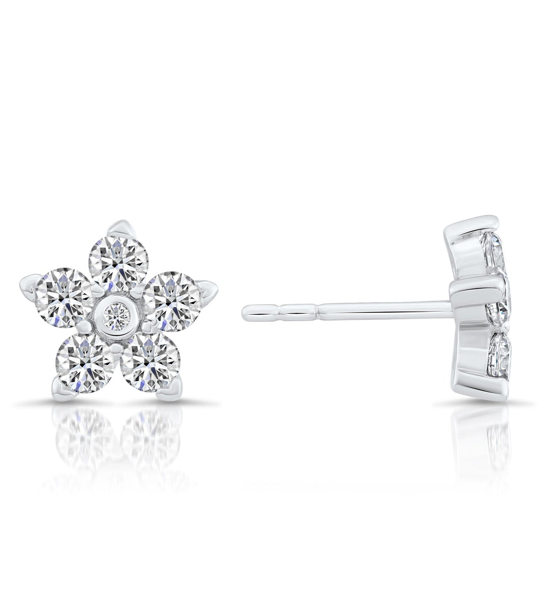 Sterling Silver & Cubic Zirconia Flower Stud Earring NYFLE0971