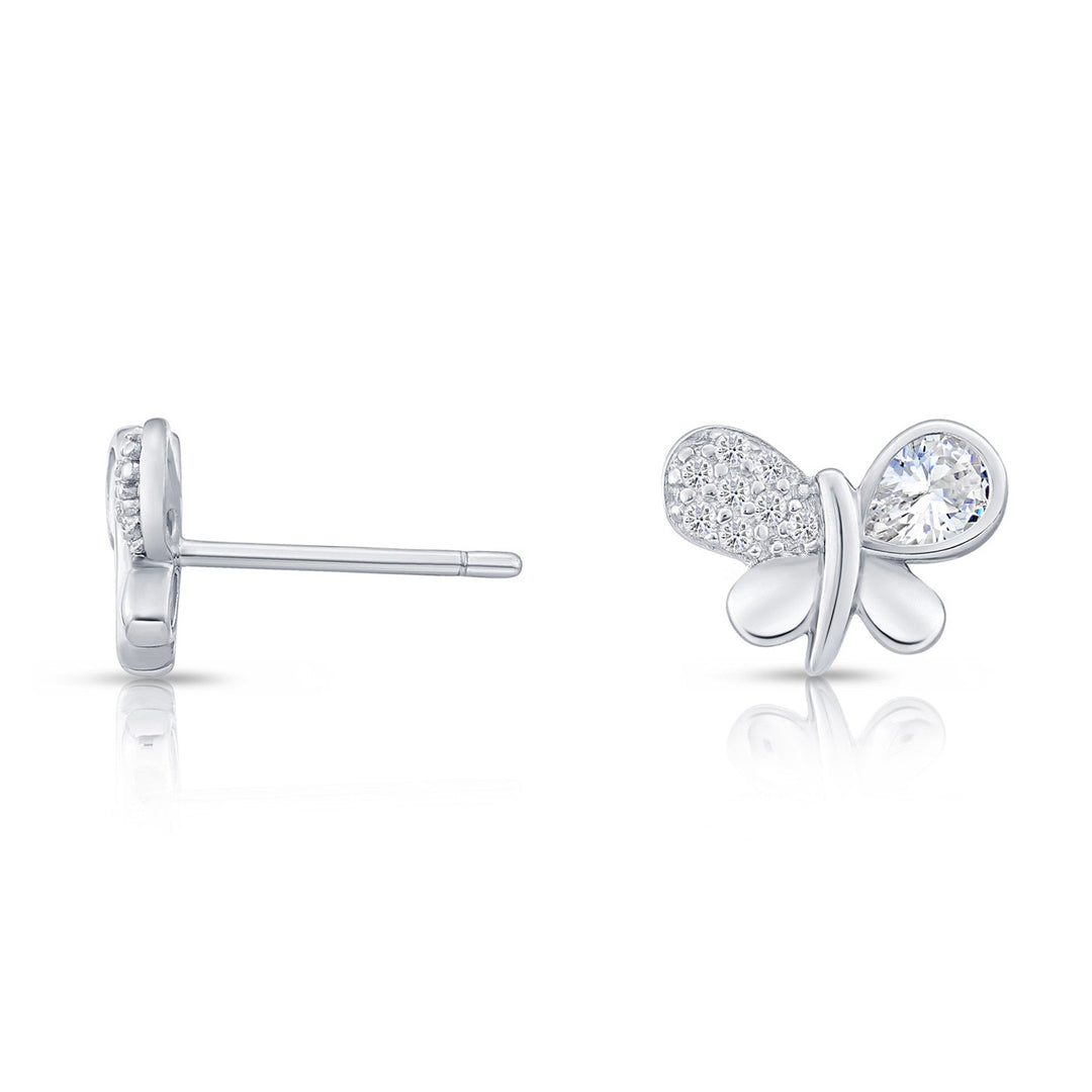 Sterling Silver & Cubic Zirconia Butterfly Stud Earring NYFLE1148
