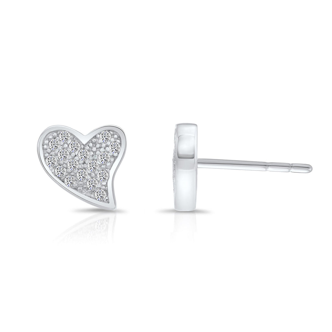 Sterling Silver Cubic Zirconia Heart Stud Earring