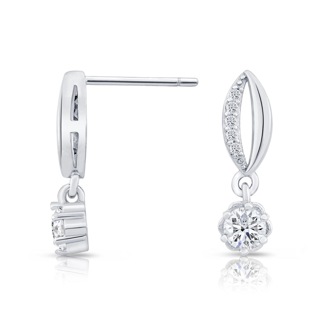 Sterling Silver & Dangling Cubic Zirconia Stud Earring NYFLE1308