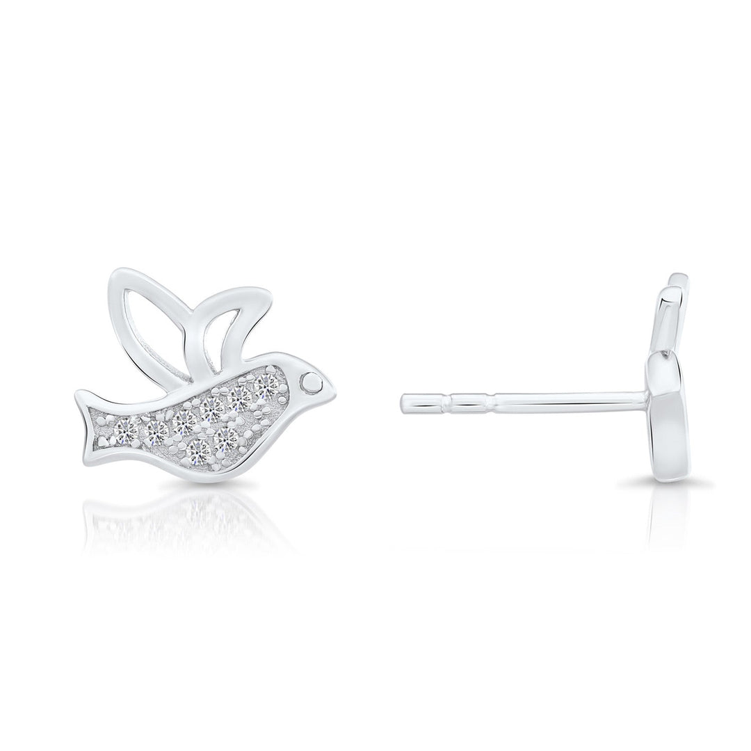 Sterling Silver Cubic Zirconia Bird Stud Earring NYFLE1327