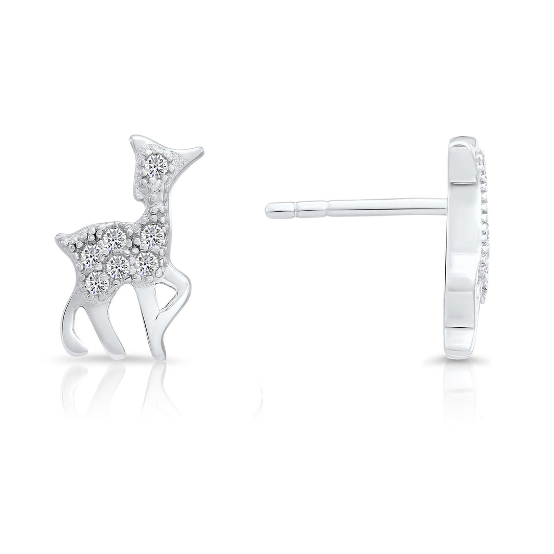 Sterling Silver & Cubic Zirconia Deer Stud Earring NYFLE1381
