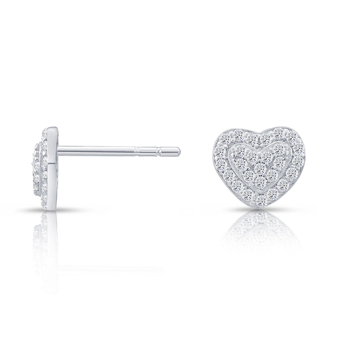 Sterling Silver Cubic Zirconia Heart Stud Earring
